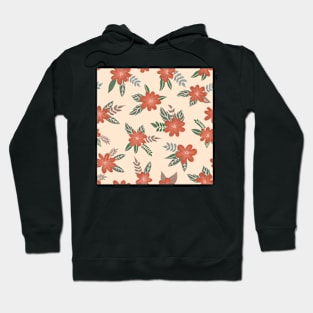 Pretty coral and teal and cream tossed floral Hoodie